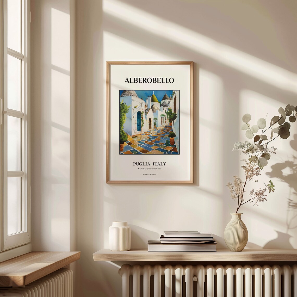Alberobello Puglia Italy Trulli Stone Street Watercolor Art Poster - Image 3