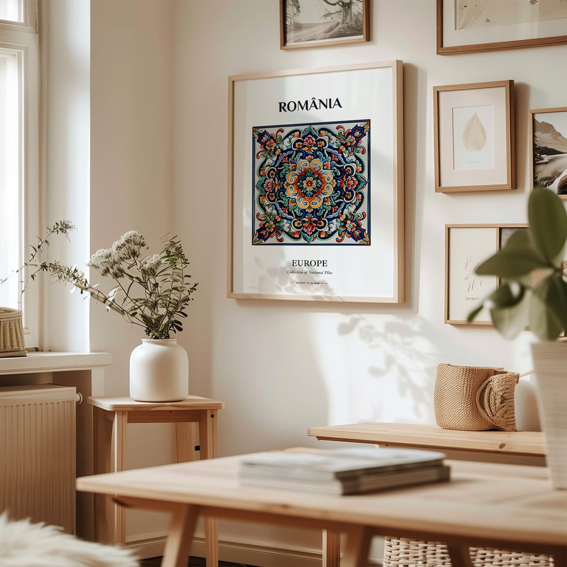 Romania Europe Multicolor Floral National Tile Medallion Poster - Image 2