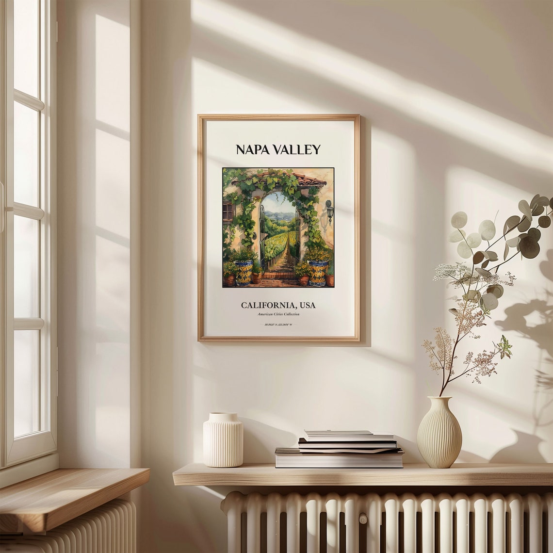 Napa Valley California Wine Vineyard Gate Arch Vines Art Poster - Image 3