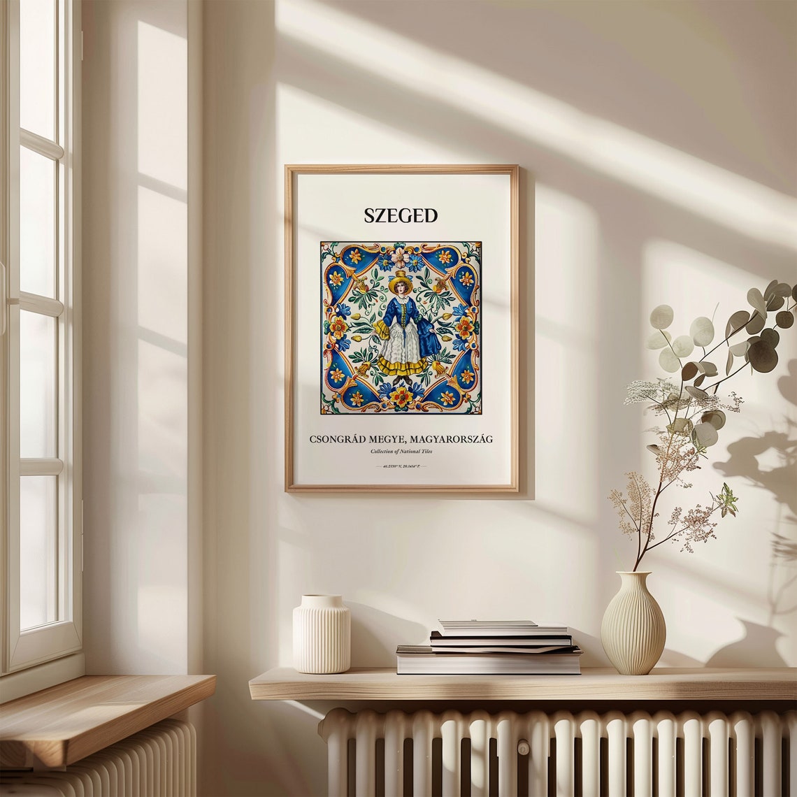 Szeged Hungary Folk Tile Art National Costume Woman Portrait Poster - Image 3