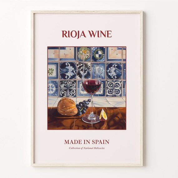 Rioja Spanish Red Wine National Delicacy Vineyard Art Poster