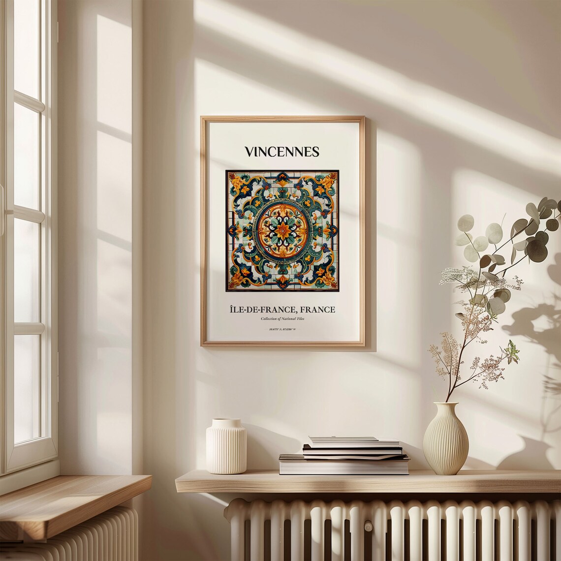 Vincennes France Ile de France Tile Medallion Art Travel Poster - Image 3