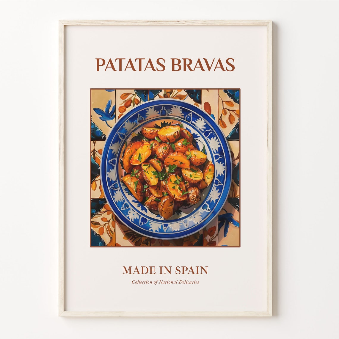 Patatas Bravas Spanish Tapas Maiolica Tile Kitchen Scene Wall Art