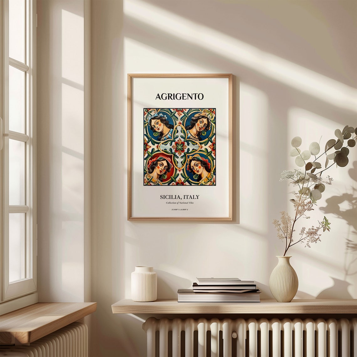 Agrigento Sicily Italy Folk Portrait Ceramic Tile Pattern Poster - Image 3