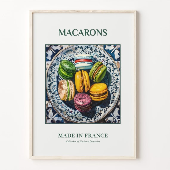 Macaron Wall Art Print Maiolica Tile Plate Decor French Food Poster Kitchen Art Caf Decor Foodie Gift C32 30