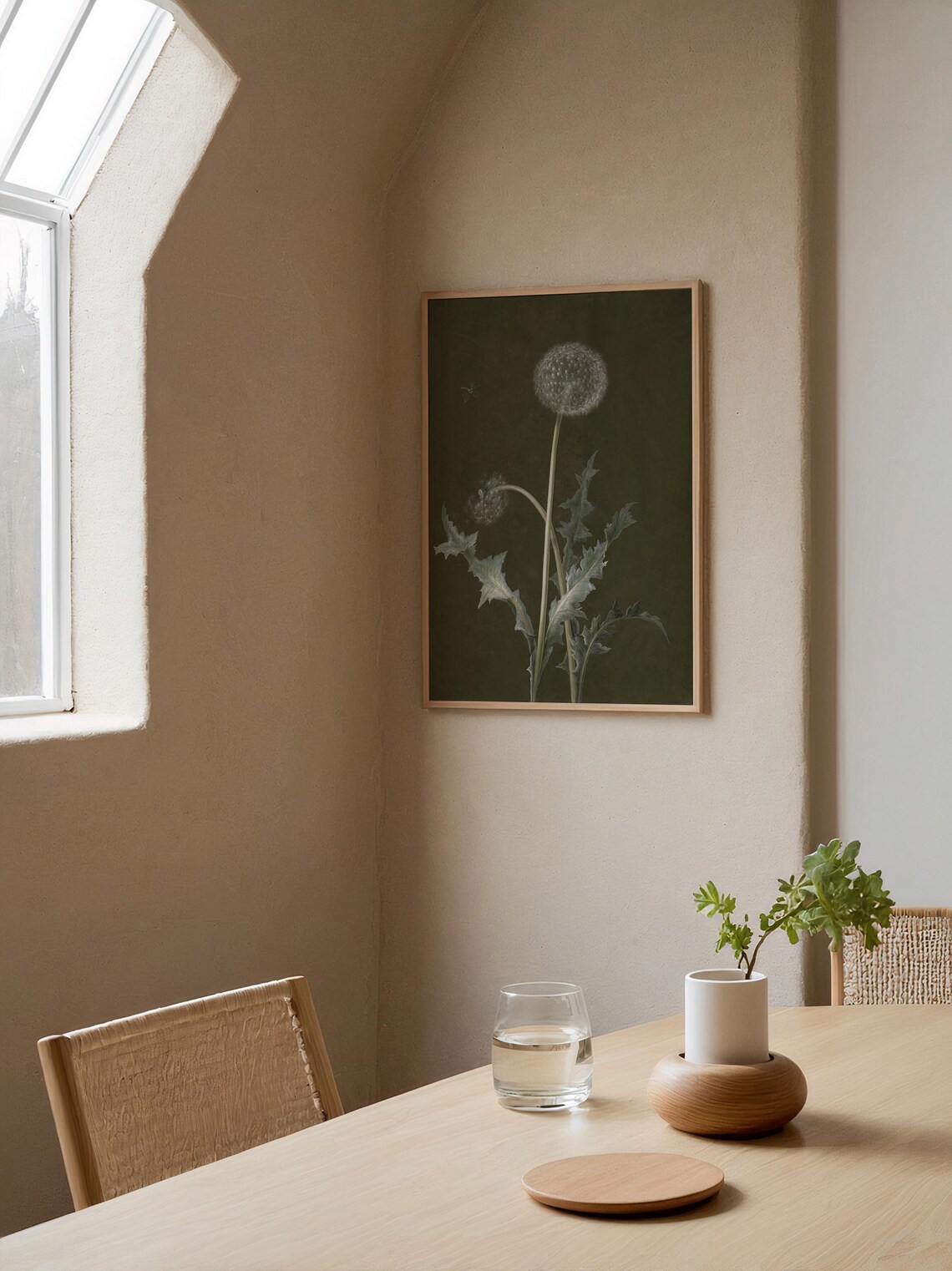 Dandelion Painting, Earth Toned Botanical Art - Image 4