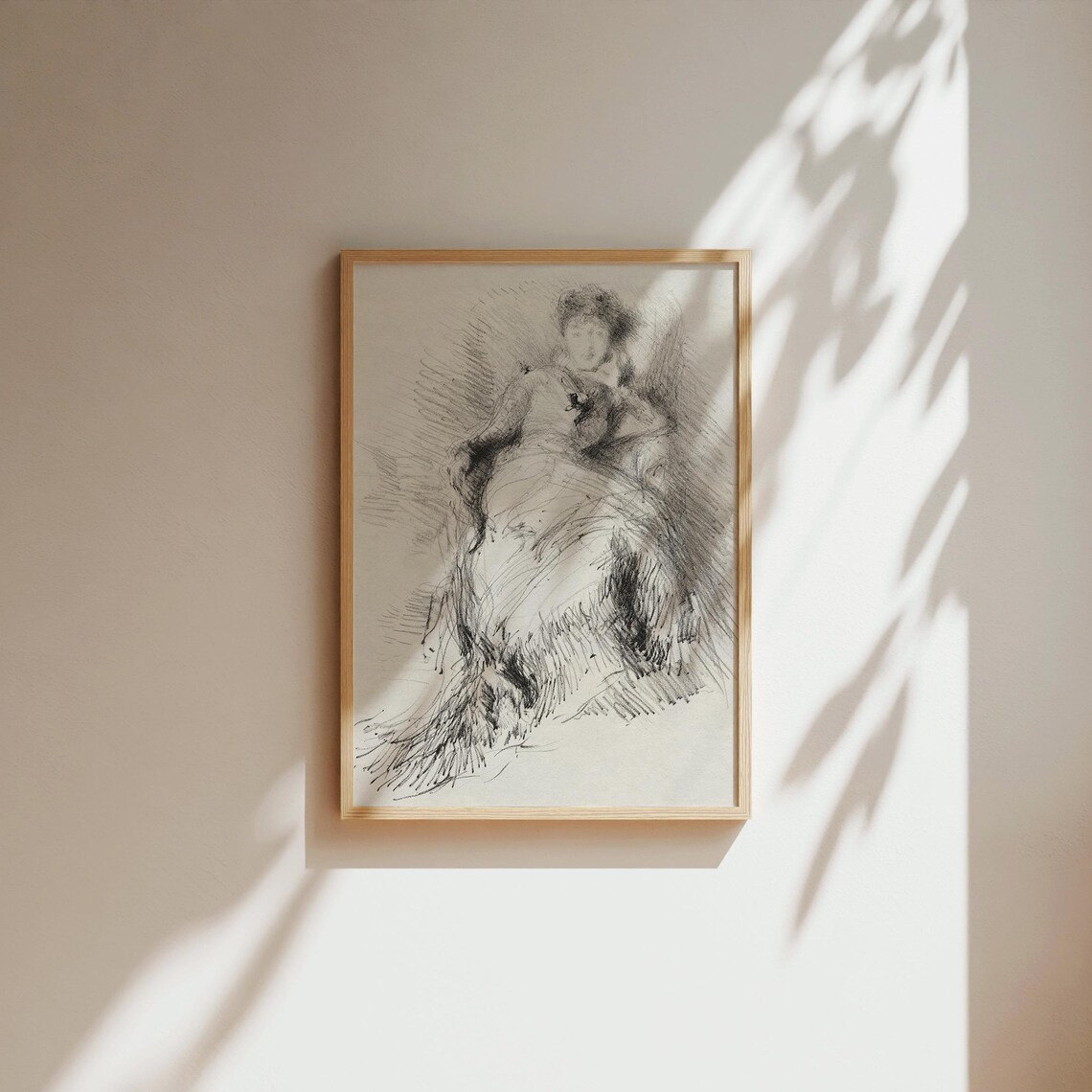 Antique Sketch Drawing Of Woman Vintage Portrait Print - Image 5