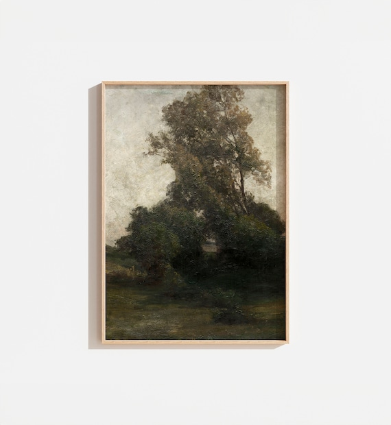 Vintage Meadow Landscape Art Print, Country Farmhouse