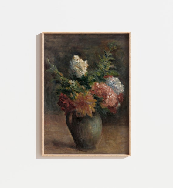 Vintage Moody Still Life Painting, French Country Print