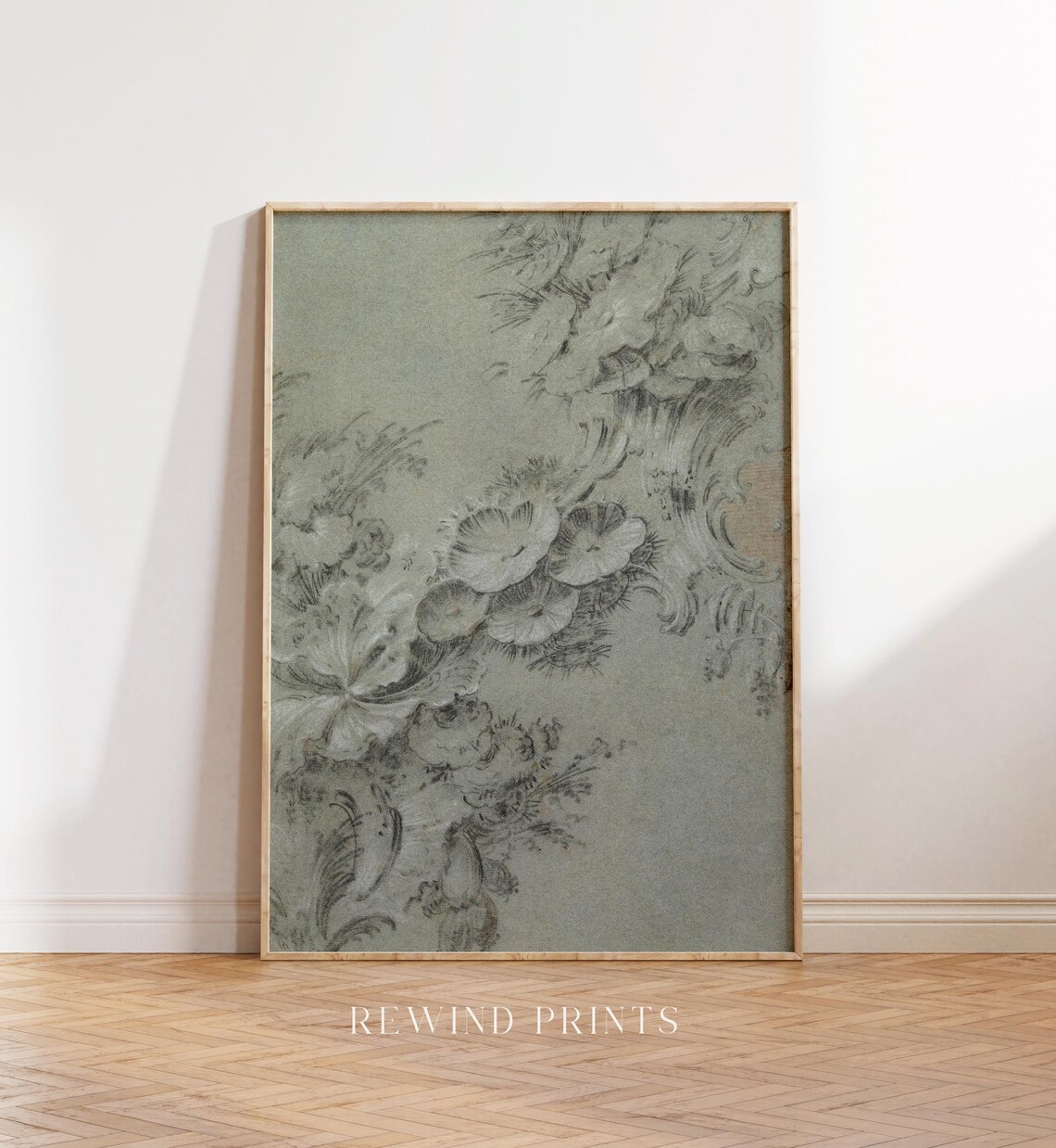 Vintage Sage Green Floral Victorian Art Print - Image 2