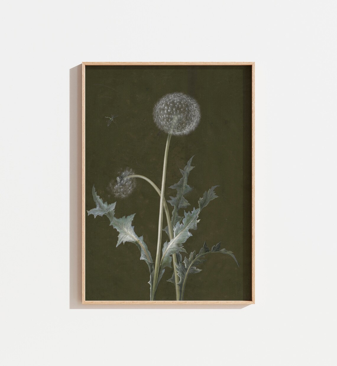 Dandelion Painting, Earth Toned Botanical Art