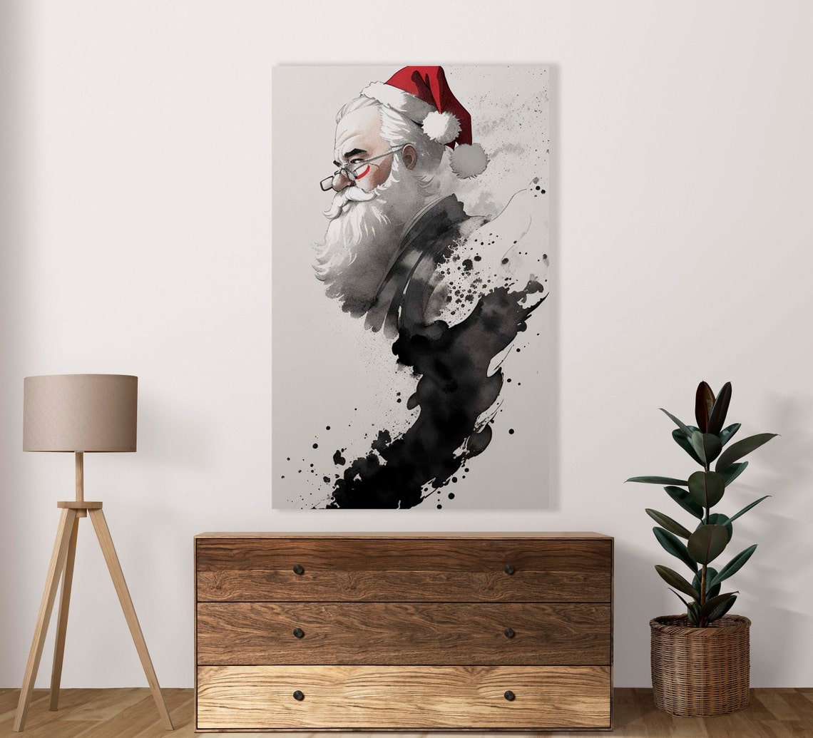 Saint Nicholas Ink Wash Profile Minimalist Christmas Art Poster - Image 3