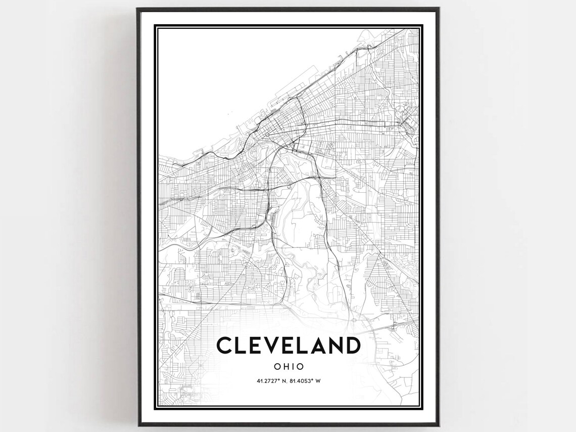 Cleveland Map Print Poster, Ohio Street Decor