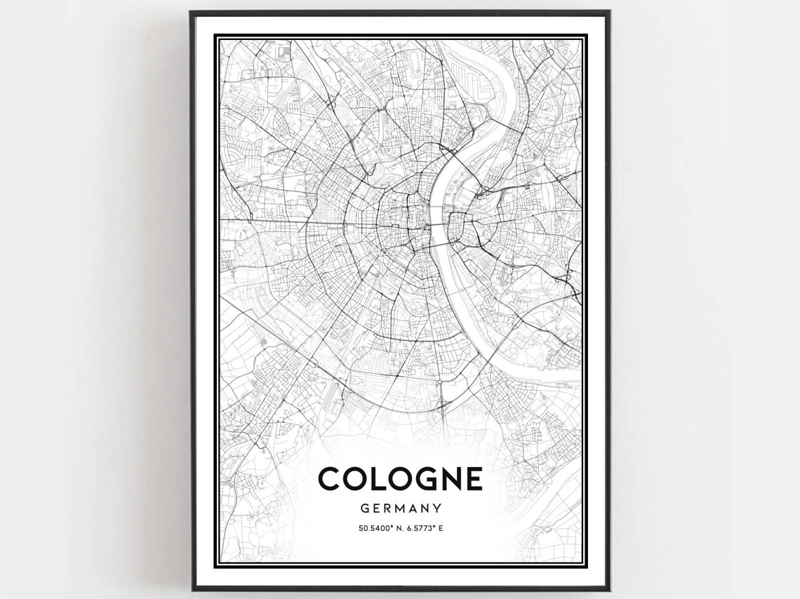 Cologne Germany City Street Map Coordinates Minimalist Wall Poster