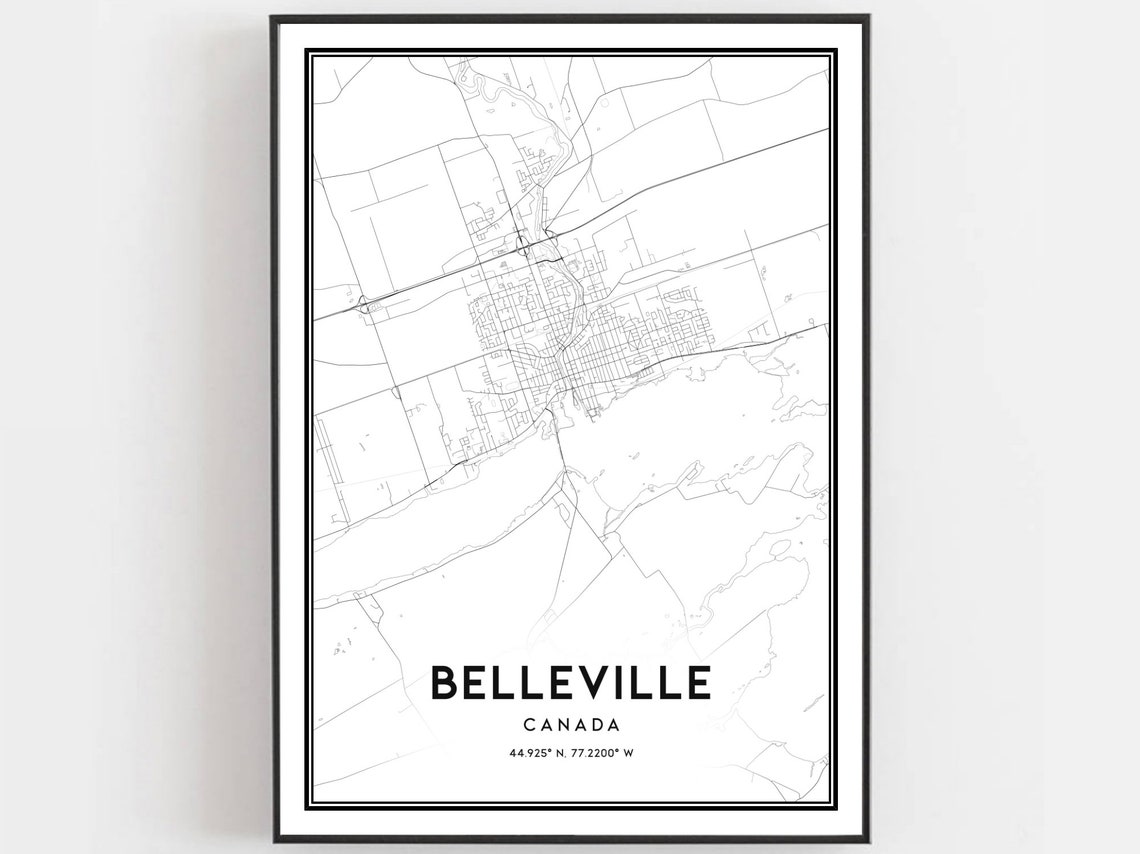 Belleville Canada City Street Map Line Art Modern Decor Poster
