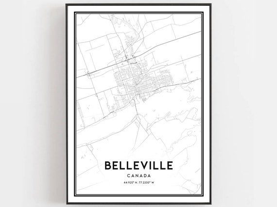 Belleville Map Print Poster Wall Art City Street Decor Road Gift B1510