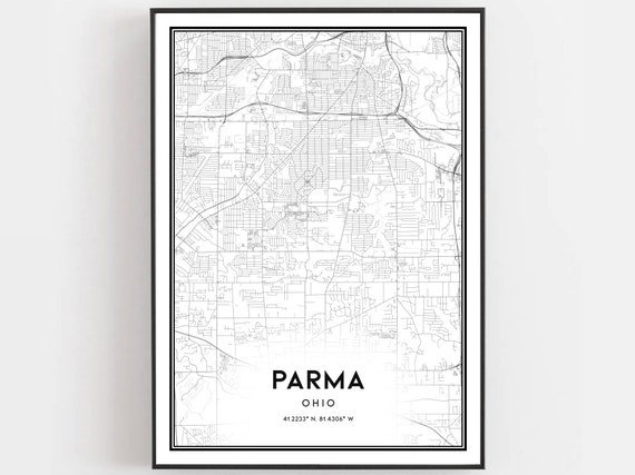 Parma Map Print Poster Wall Art Oh City Ohio Street Decor Road Gift B1011