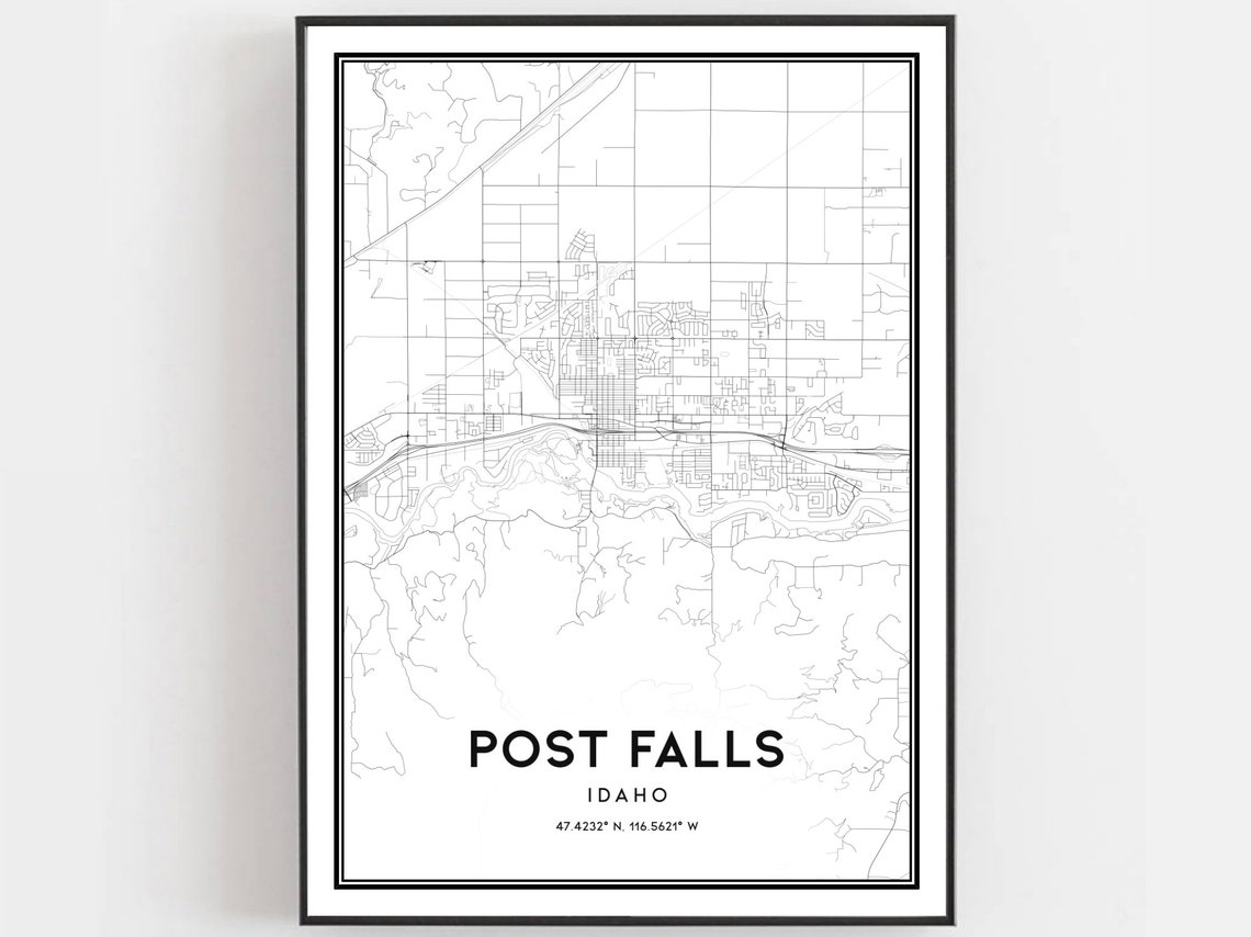 Post Falls Idaho Modern City Street Map Wall Art Home Decor Gift