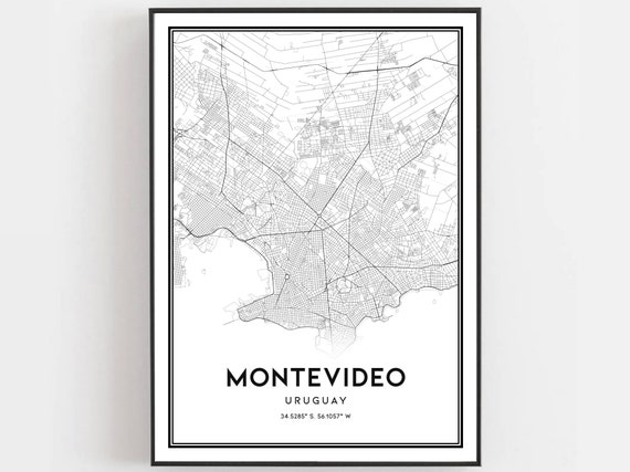 Montevideo Map Print Poster Wall Art City Street Decor Road Gift B192