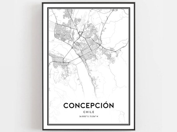 Concepcin Map Print Poster Wall Art City Street Decor Road Gift B291