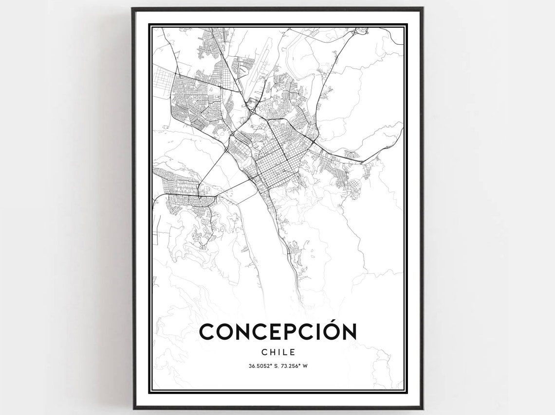 Concepcion Chile Minimalist Black and White City Map Art Poster