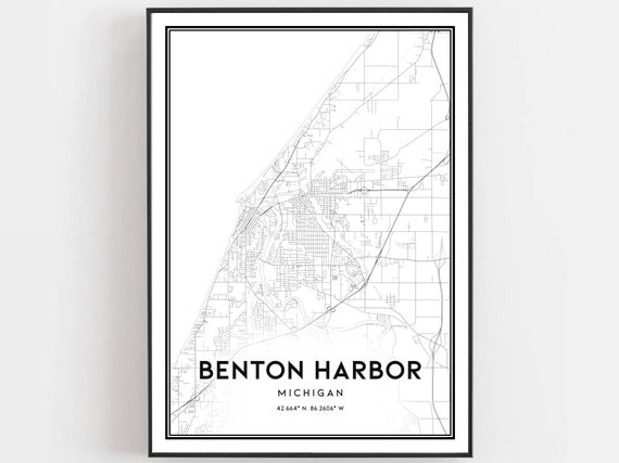 Benton Harbor Map Print, Michigan Street Decor