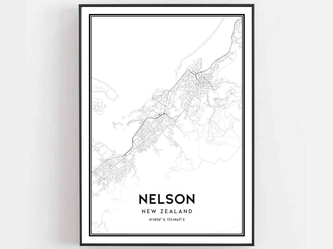 Nelson New Zealand City Street Map Minimalist Modern Line Art Poster