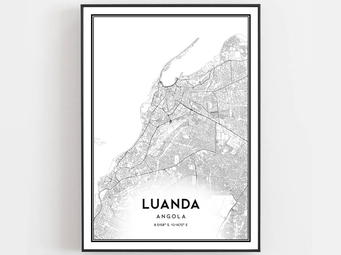 Luanda Angola Modern City Street Map Minimalist Line Art Poster