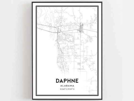 Daphne Map Print, Alabama Travel Poster