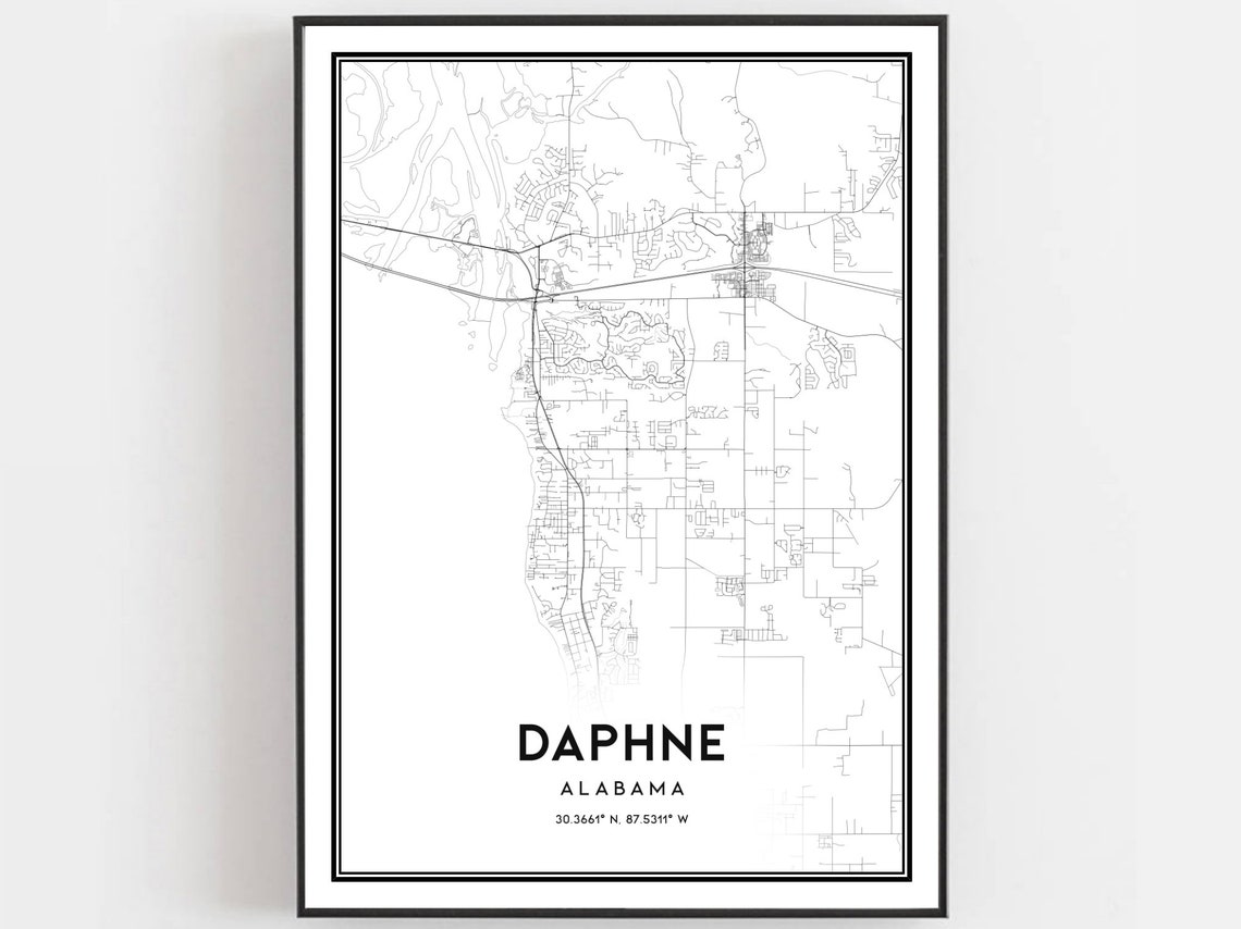 Daphne Map Print, Alabama Travel Poster