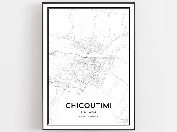 Chicoutimi Map Print Poster Wall Art City Street Decor Road Gift B1331