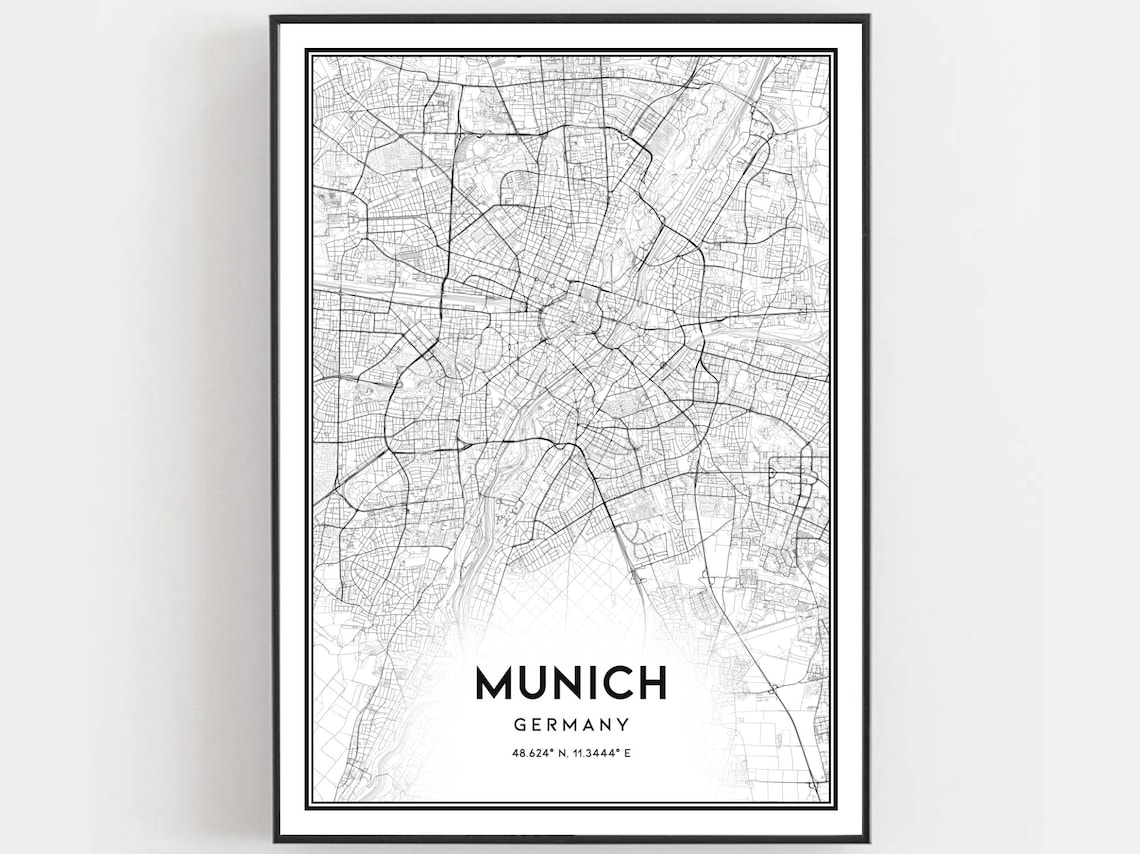 Munich Map Travel Poster, City Street Decor