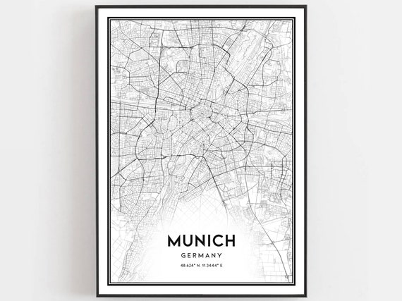 Munich Map Travel Poster, City Street Decor