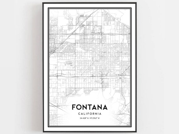 Fontana Map Poster, City Street Decor
