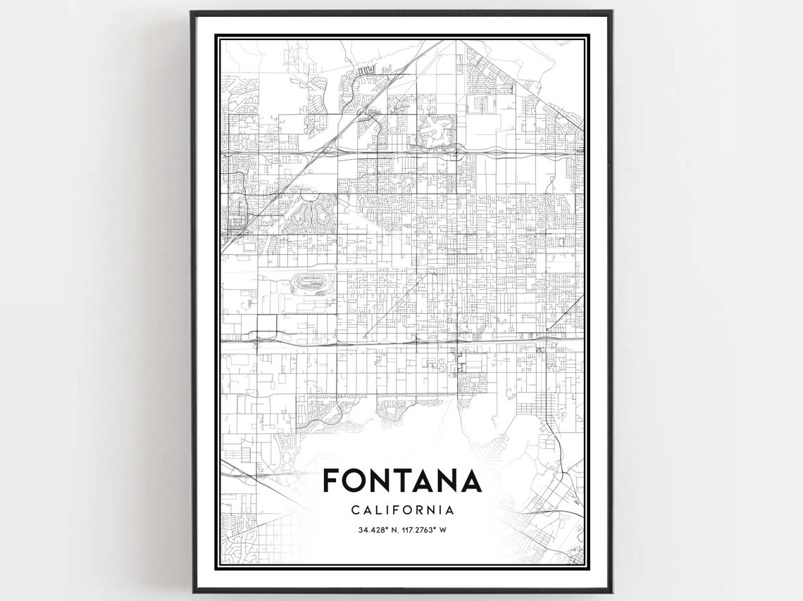 Fontana Map Poster, City Street Decor