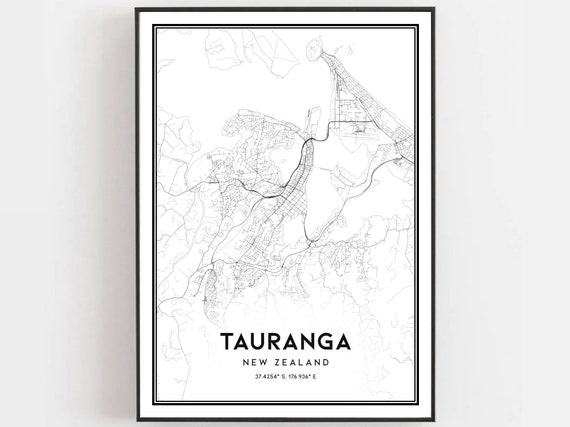 Tauranga Map Print Poster Wall Art City Street Decor Road Gift B779