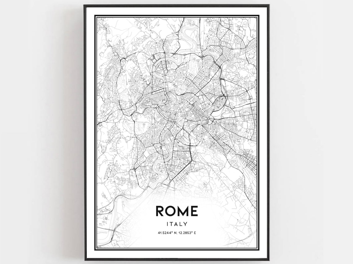 Rome Map Print Poster, City Street Decor