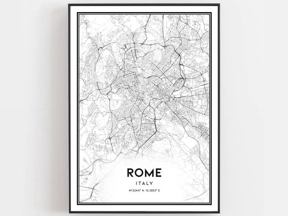 Rome Map Print Poster, City Street Decor
