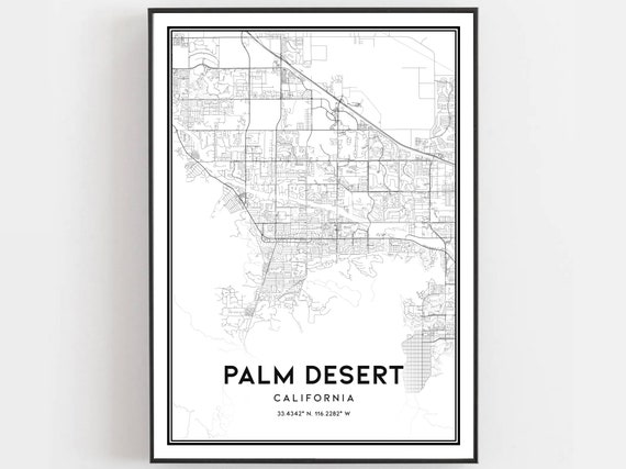 Palm Desert Map Print Poster Wall Art Ca City Street Decor Road Gift B1361