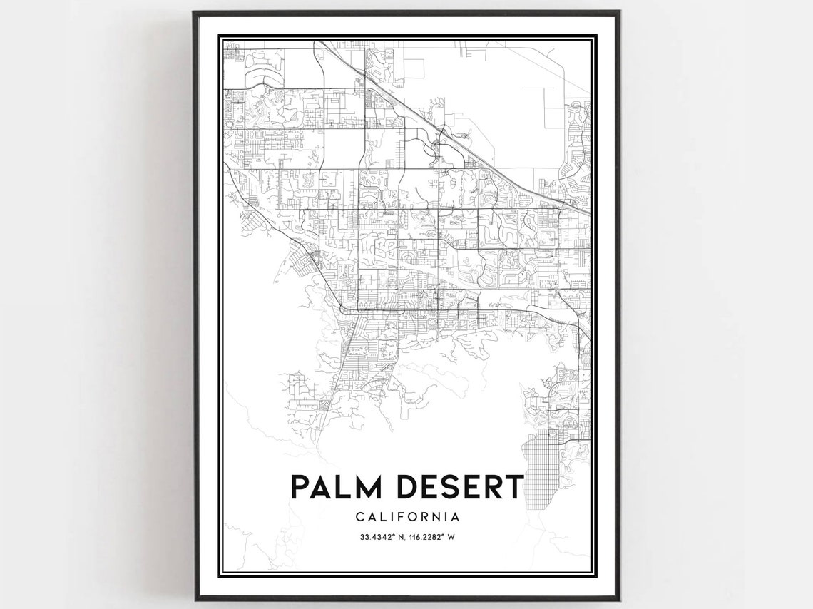 Palm Desert California Minimalist Street Map Black White Poster