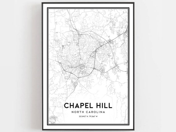 Chapel Hill Map Print Poster Wall Art Nc City North Carolina Street Decor Road Gift B1250