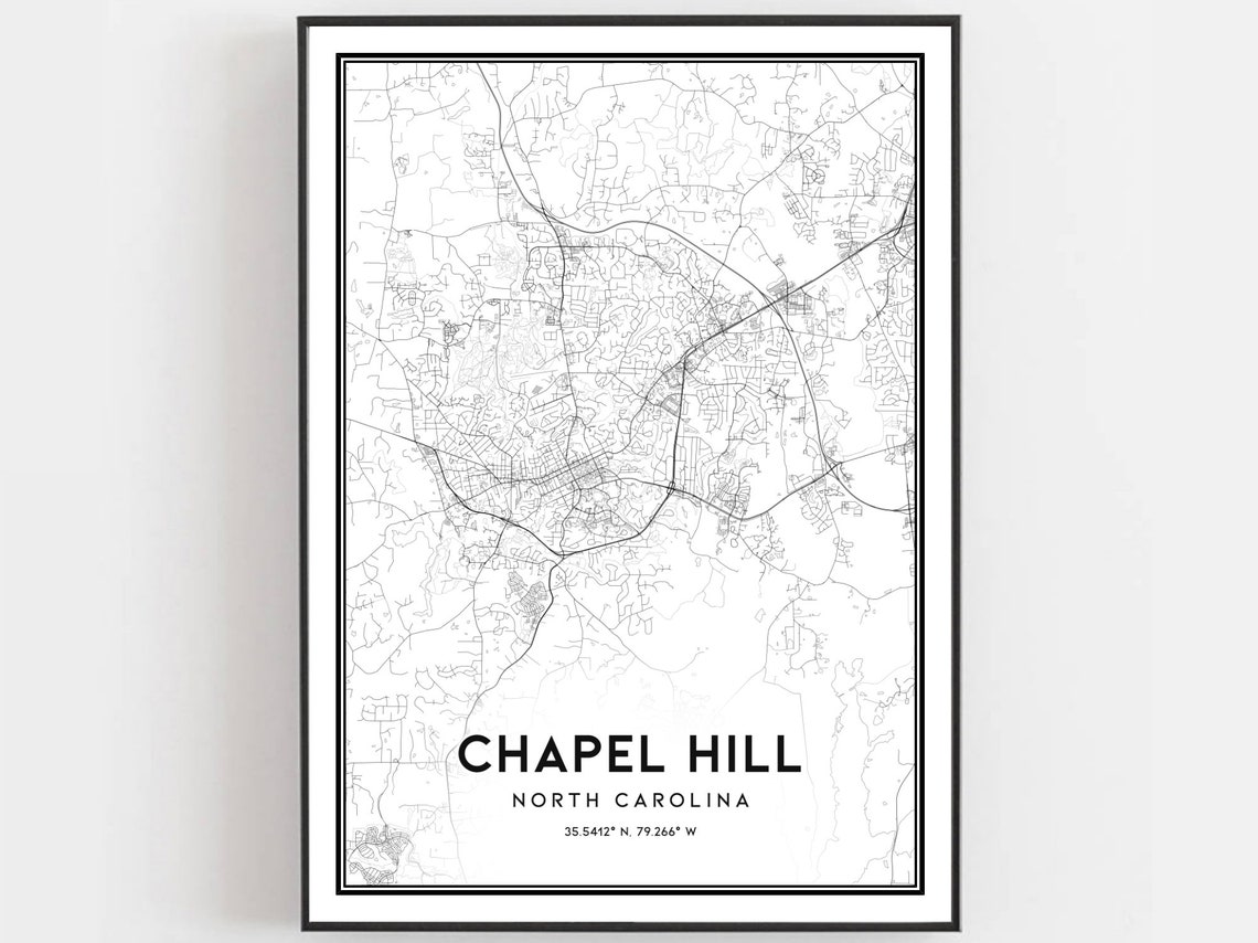 Chapel Hill North Carolina Minimal Black White City Map Art Poster