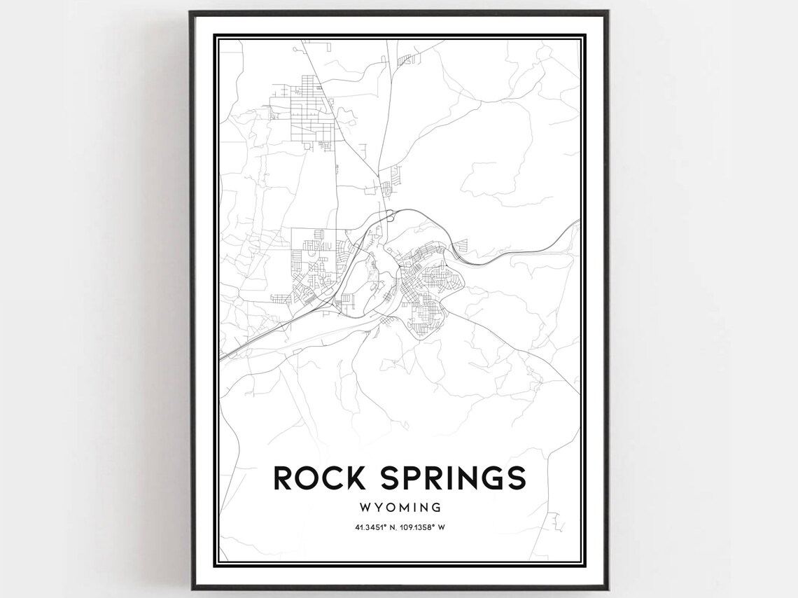 Rock Springs Wyoming Minimalist City Street Map Line Art Poster