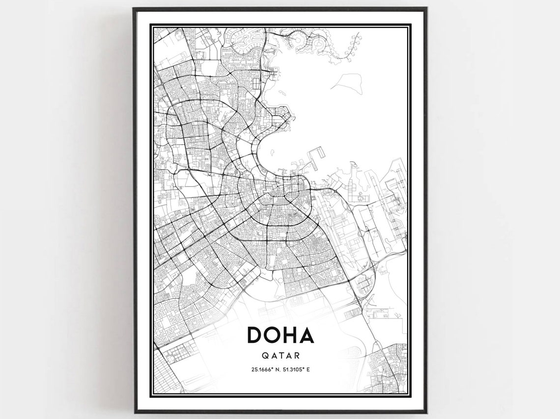 Doha Map Poster, City Street Decor Gift