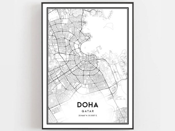 Doha Map Poster, City Street Decor Gift