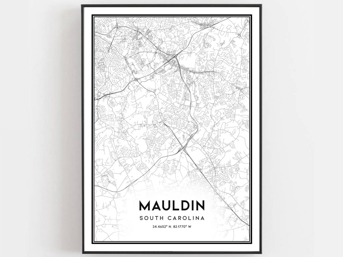 Mauldin South Carolina Minimalist City Street Map Art Poster