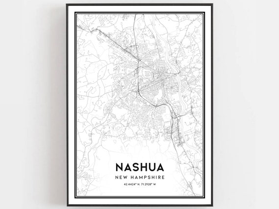 Nashua Map Poster, New Hampshire Street Decor