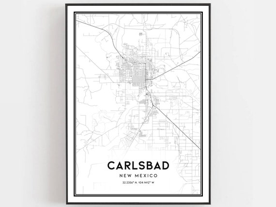 Carlsbad Map Print Poster Wall Art Nm City New Mexico Street Decor Road Gift B1812