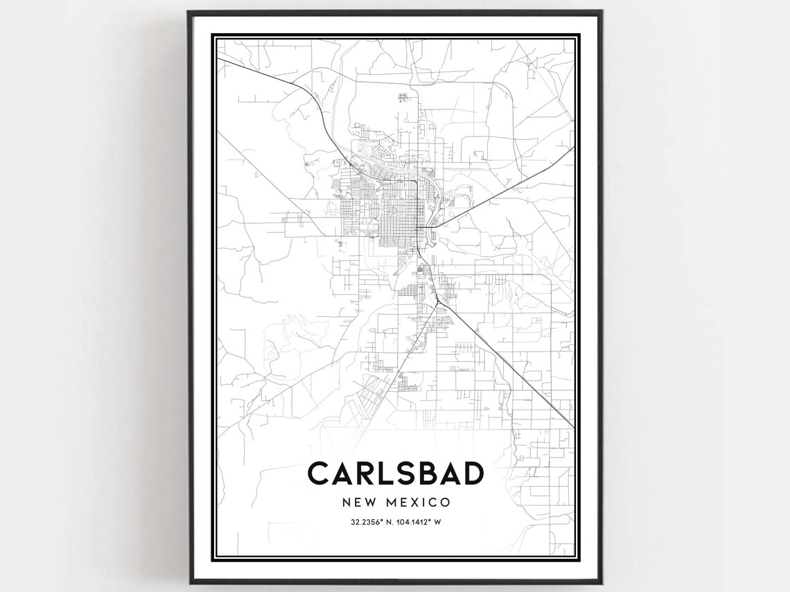 Carlsbad New Mexico City Map Minimalist Street Road Art Print