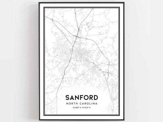 Sanford Map Print, North Carolina Street Decor